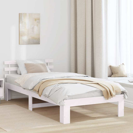 Vidaxl bedframe met hoofdeinde wit 80 x 200 cm massief grenenhout