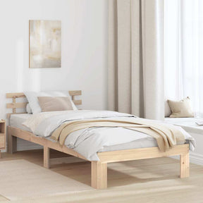 Vidaxl bedframe met hoofdeinde naturel 75 x 190 cm massief grenenhout