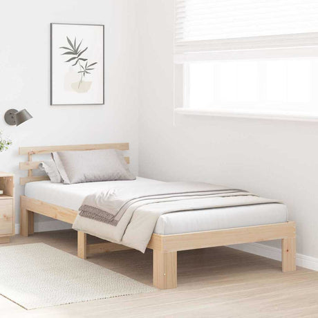 Vidaxl bedframe met hoofdeinde naturel 75 x 190 cm massief grenenhout