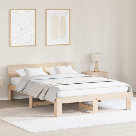 Vidaxl bedframe met hoofdeinde naturel 160 x 200 cm massief grenenhout