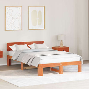 Vidaxl bedframe wasbruin 135 x 190 cm massief grenenhout