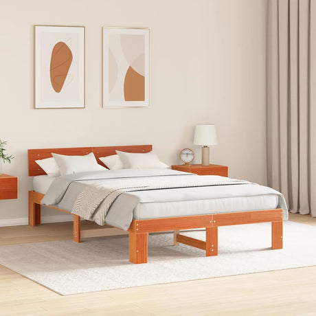 Vidaxl bedframe wasbruin 120 x 190 cm massief grenenhout