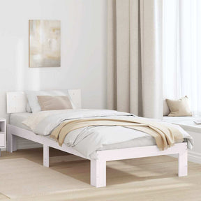 Vidaxl bedframe met hoofdeinde wit 100 x 200 cm massief grenenhout