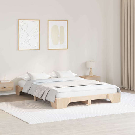 Vidaxl bedframe naturel 150 x 200 cm massief grenenhout