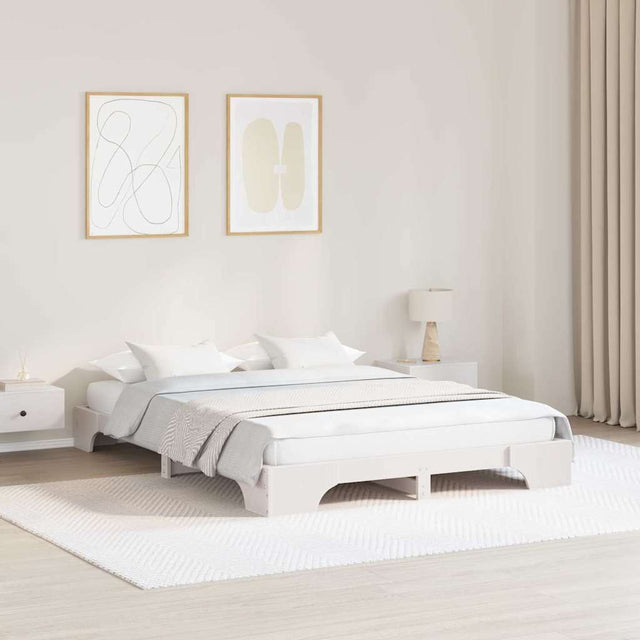 Vidaxl bedframe wit 150 x 200 cm massief grenenhout