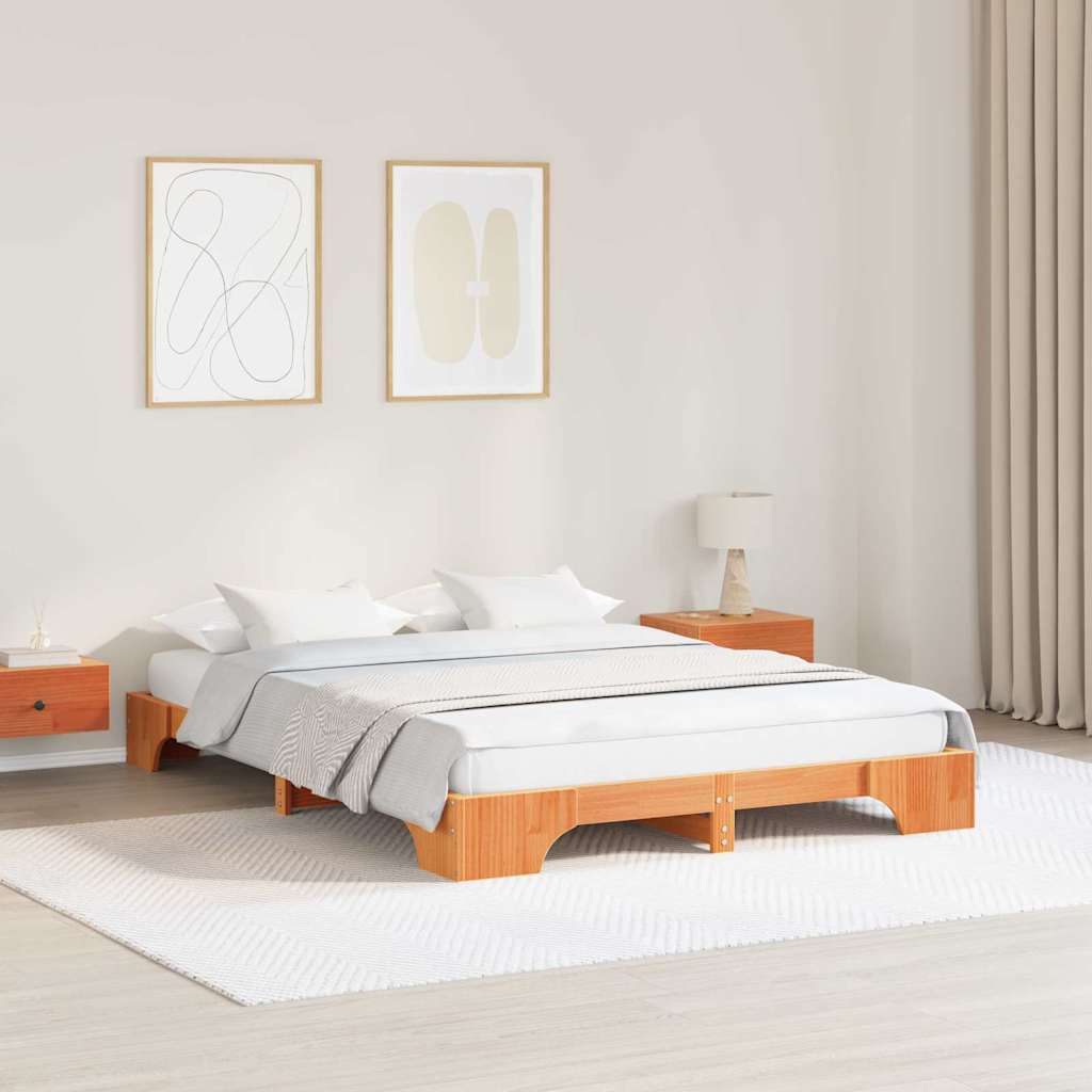 Vidaxl bedframe wasbruin 150 x 200 cm massief grenenhout