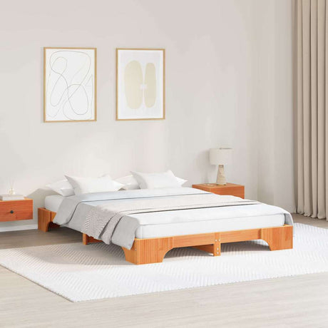 Vidaxl bedframe wasbruin 150 x 200 cm massief grenenhout