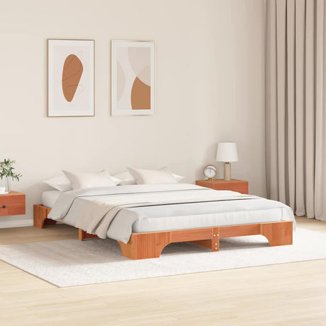 Vidaxl bedframe wasbruin 140 x 200 cm massief grenenhout