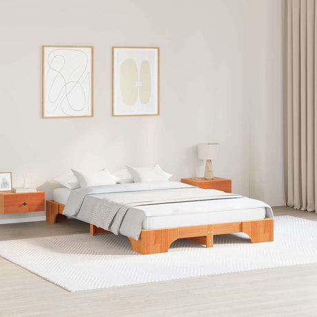 Vidaxl bedframe wasbruin 120 x 200 cm massief grenenhout