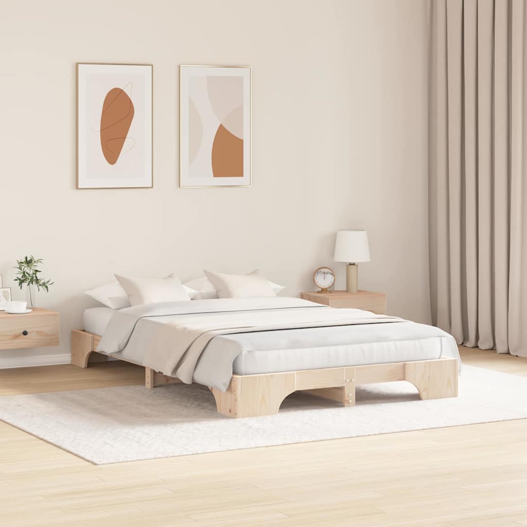 Vidaxl bedframe naturel 120 x 190 cm massief grenenhout