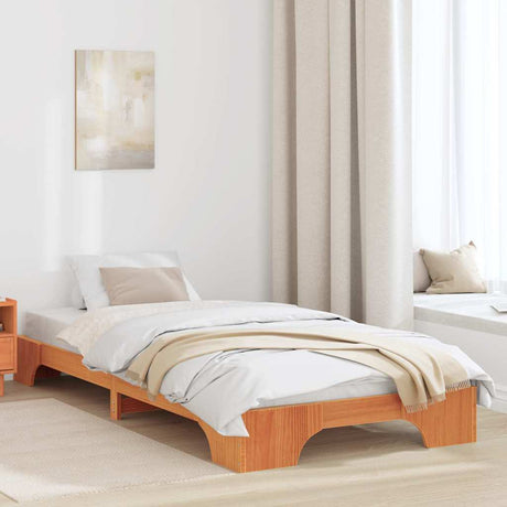 Vidaxl bedframe wasbruin 100 x 200 cm massief grenenhout