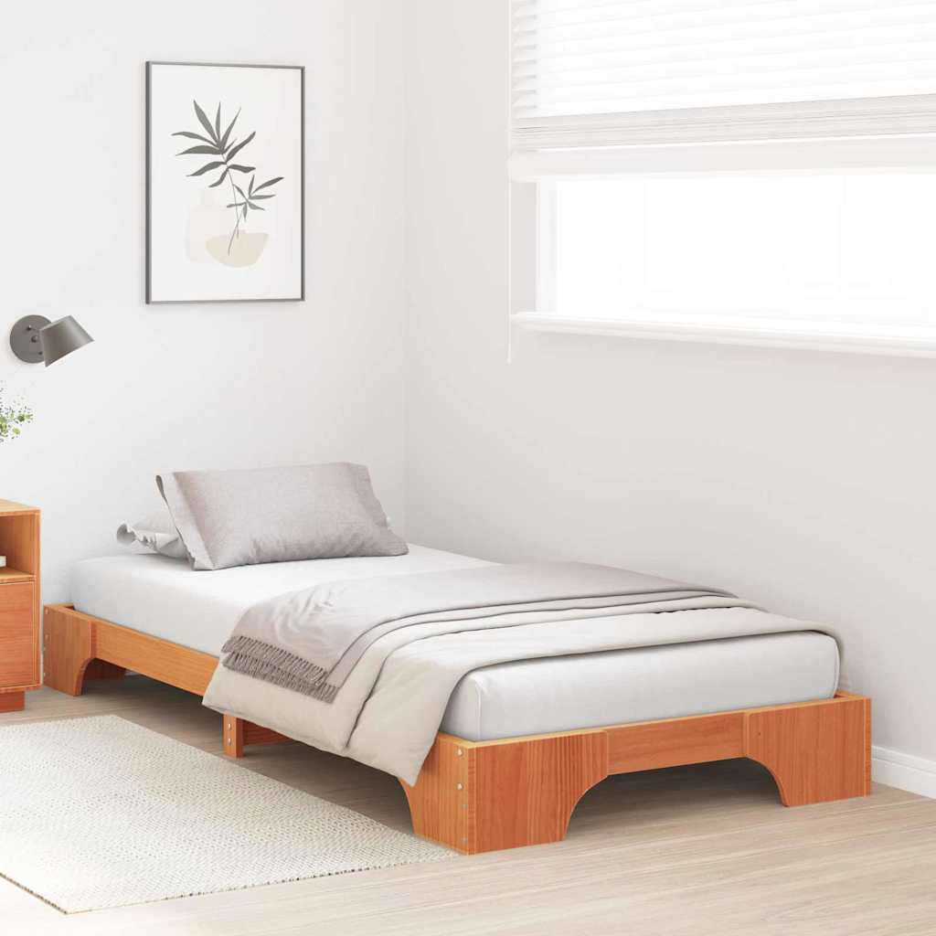 Vidaxl bedframe wasbruin 90 x 200 cm massief grenenhout