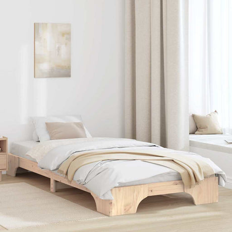 Vidaxl bedframe naturel 75 x 190 cm massief grenenhout