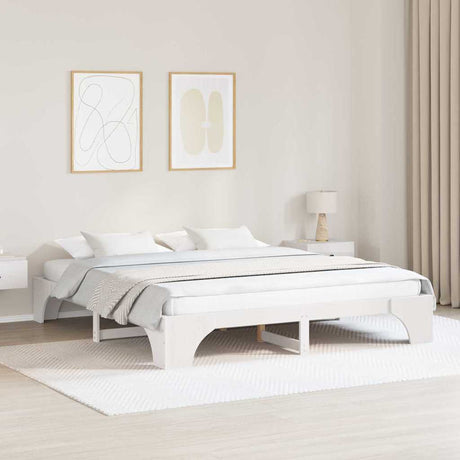 Vidaxl bedframe wit 180 x 200 cm massief grenenhout