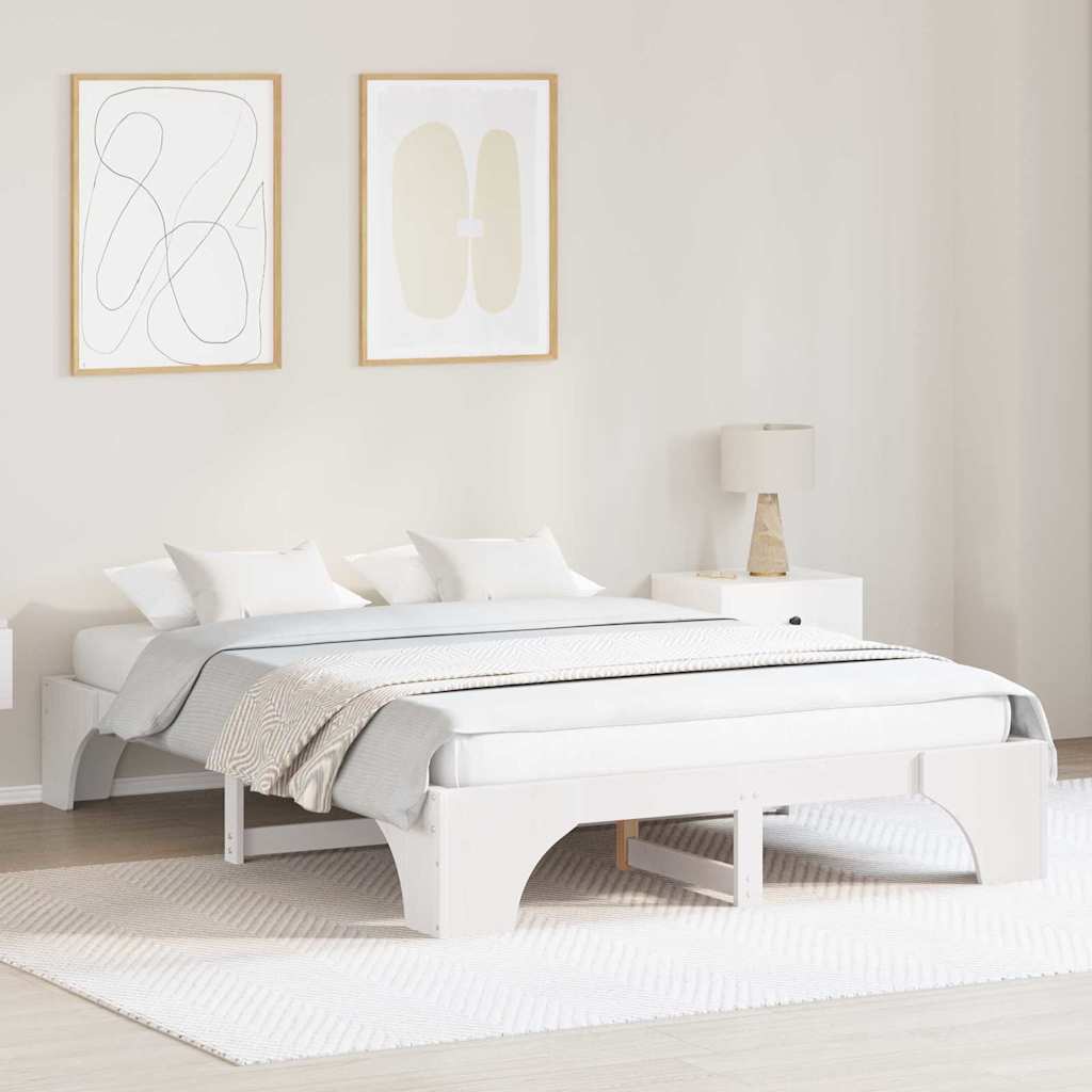 Vidaxl bedframe wit 140 x 200 cm massief grenenhout