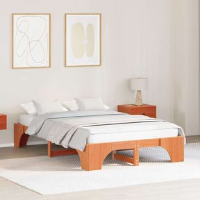 Vidaxl bedframe wasbruin 135 x 190 cm massief grenenhout