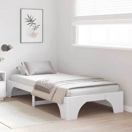 Vidaxl bedframe wit 90 x 200 cm massief grenenhout