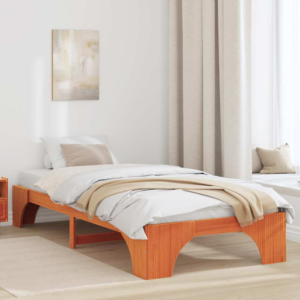 Vidaxl bedframe wasbruin 90 x 200 cm massief grenenhout