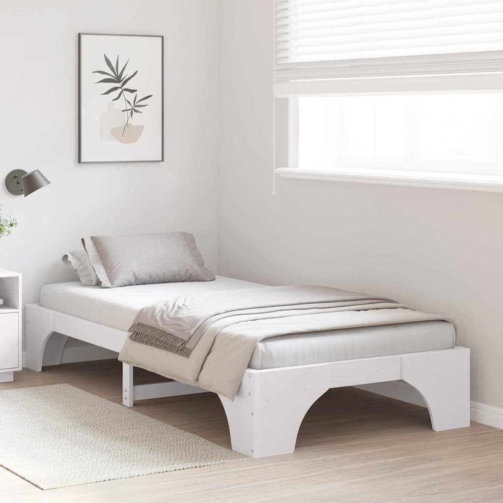 Vidaxl bedframe wit 80 x 200 cm massief grenenhout