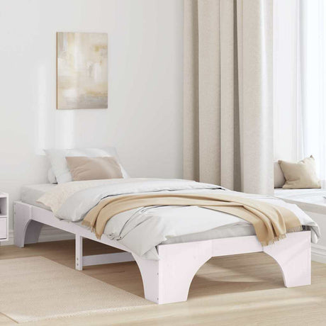 Vidaxl bedframe wit 90 x 190 cm massief grenenhout