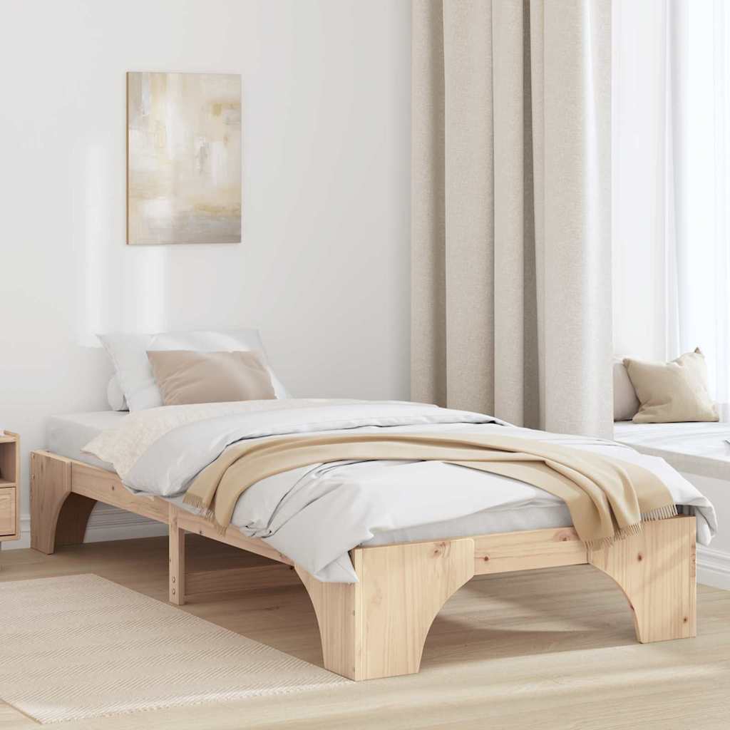 Vidaxl bedframe naturel 75 x 190 cm massief grenenhout
