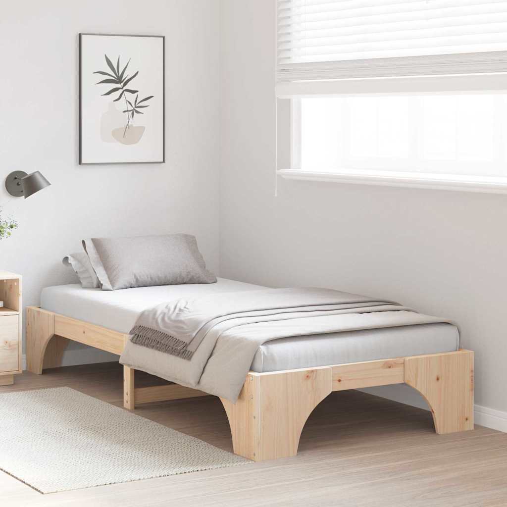 Vidaxl bedframe naturel 75 x 190 cm massief grenenhout