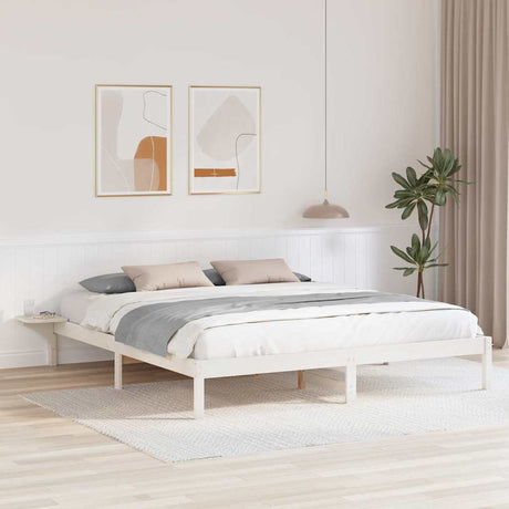 Vidaxl bedframe wit 180 x 200 cm massief grenenhout