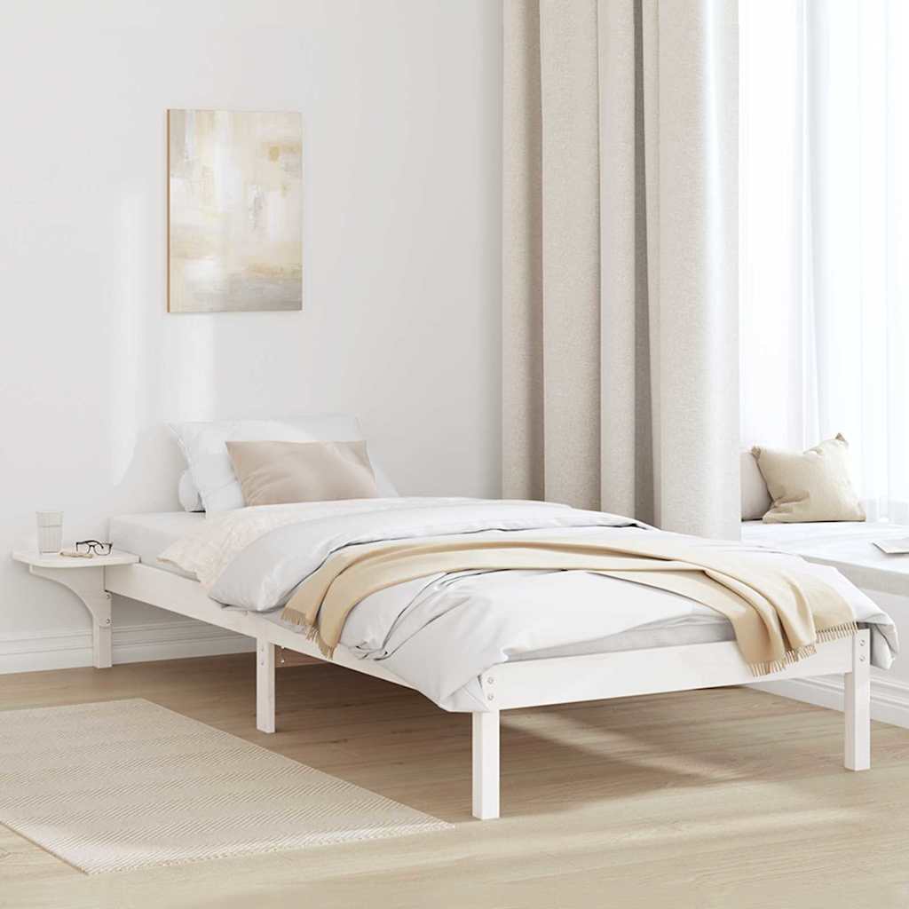 Vidaxl bedframe wit 75 x 190 cm massief grenenhout