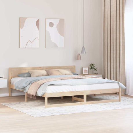 Vidaxl bedframe met hoofdeinde naturel 180 x 200 cm massief grenenhout