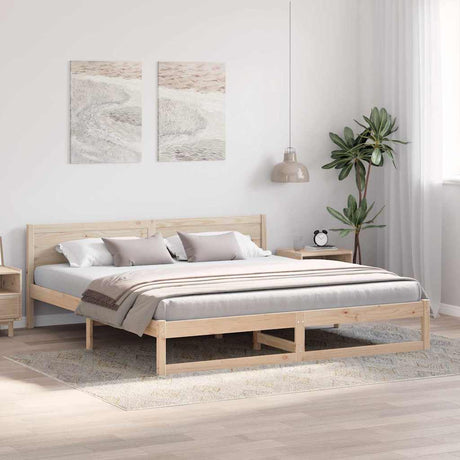 Vidaxl bedframe met hoofdeinde naturel 180 x 200 cm massief grenenhout