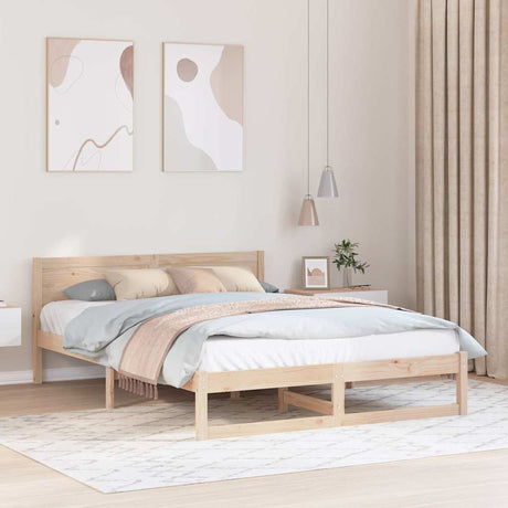 Vidaxl bedframe met hoofdeinde naturel 160 x 200 cm massief grenenhout