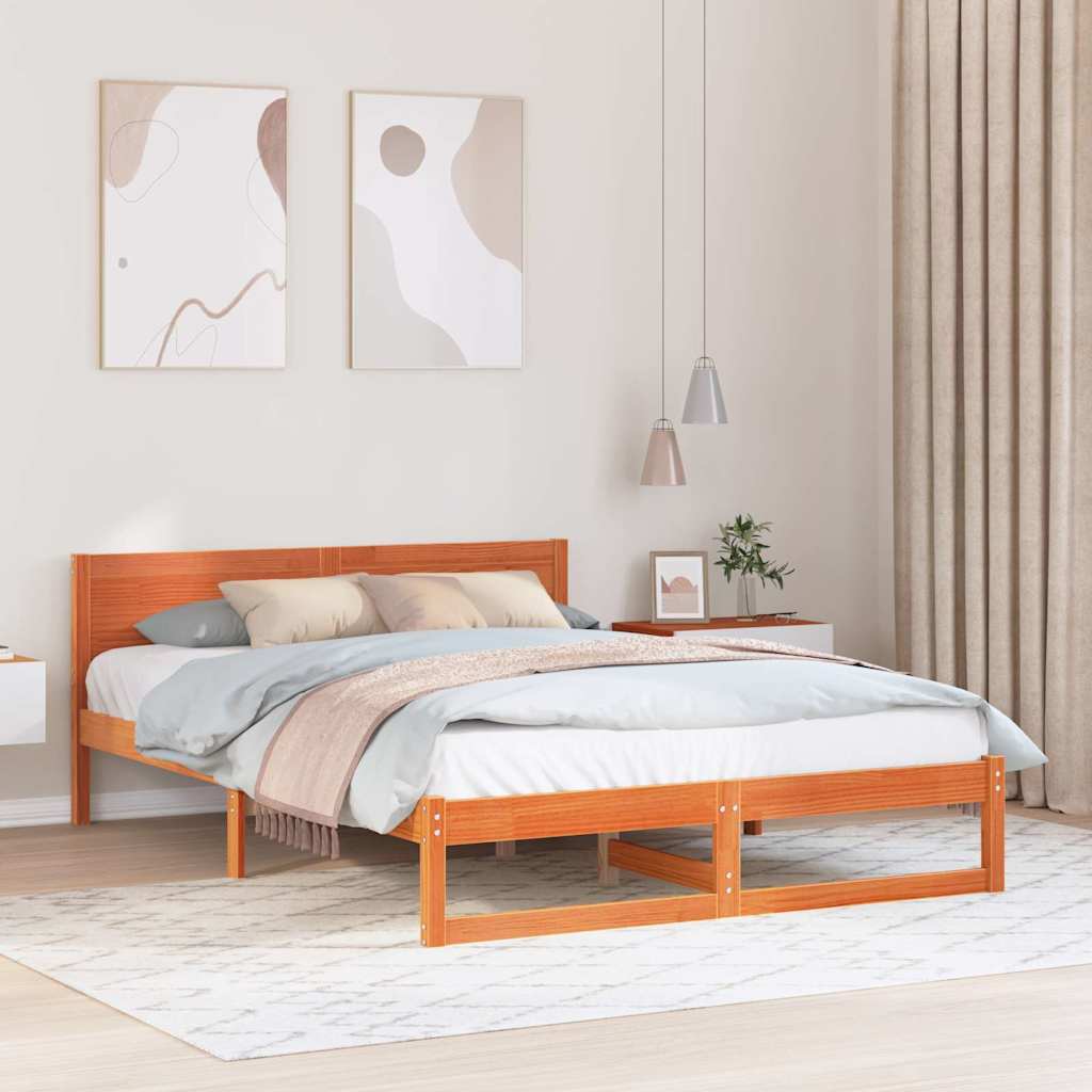 Vidaxl bedframe wasbruin 140 x 200 cm massief grenenhout