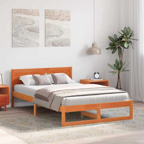 Vidaxl bedframe wasbruin 140 x 190 cm massief grenenhout