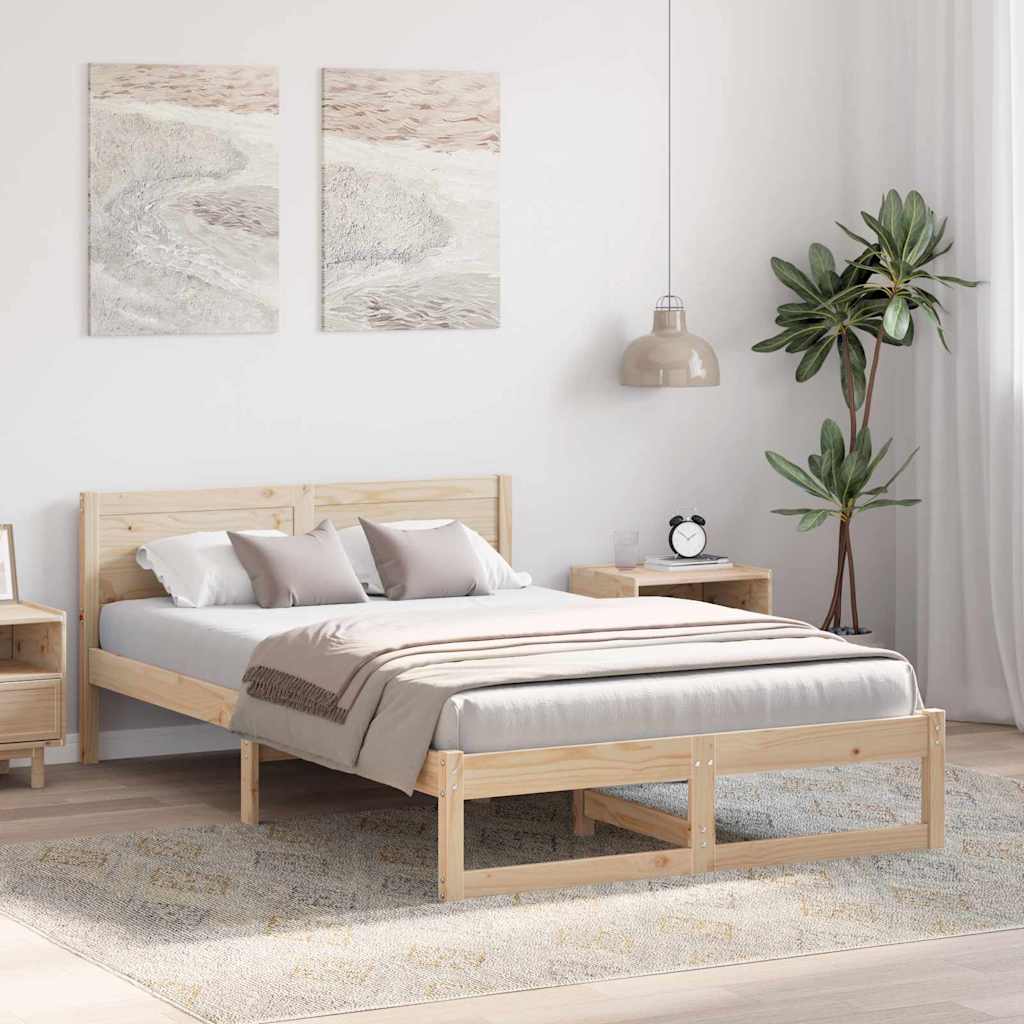 Vidaxl bedframe met hoofdeinde naturel 120 x 190 cm massief grenenhout