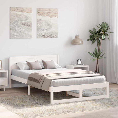 Vidaxl bedframe met hoofdeinde wit 120 x 190 cm massief grenenhout