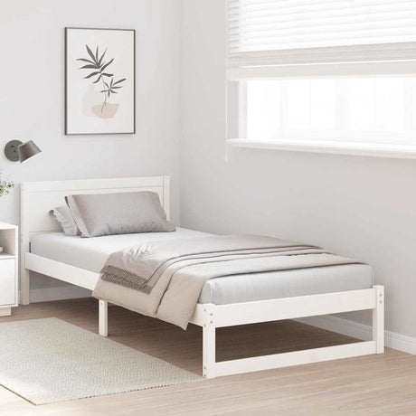 Vidaxl bedframe met hoofdeinde wit 100 x 200 cm massief grenenhout