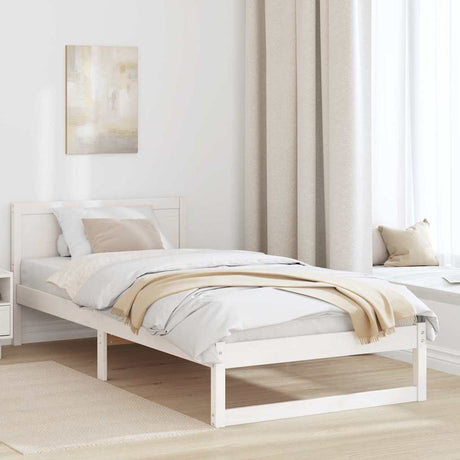 Vidaxl bedframe met hoofdeinde wit 80 x 200 cm massief grenenhout
