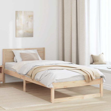 Vidaxl bedframe met hoofdeinde naturel 90 x 190 cm massief grenenhout