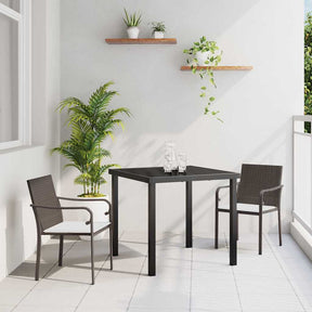 Vidaxl tuin eettafelset 3 st bruin en zwart pe rattan