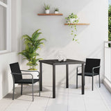 Vidaxl tuin eettafelset 3 st zwart en grijs pe rattan