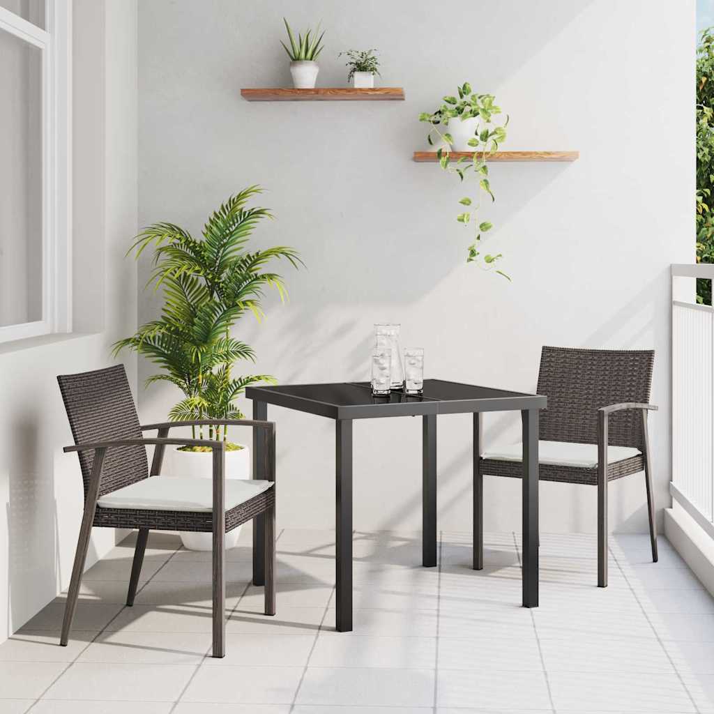 Vidaxl tuin eettafelset 3 st bruin en zwart pe rattan