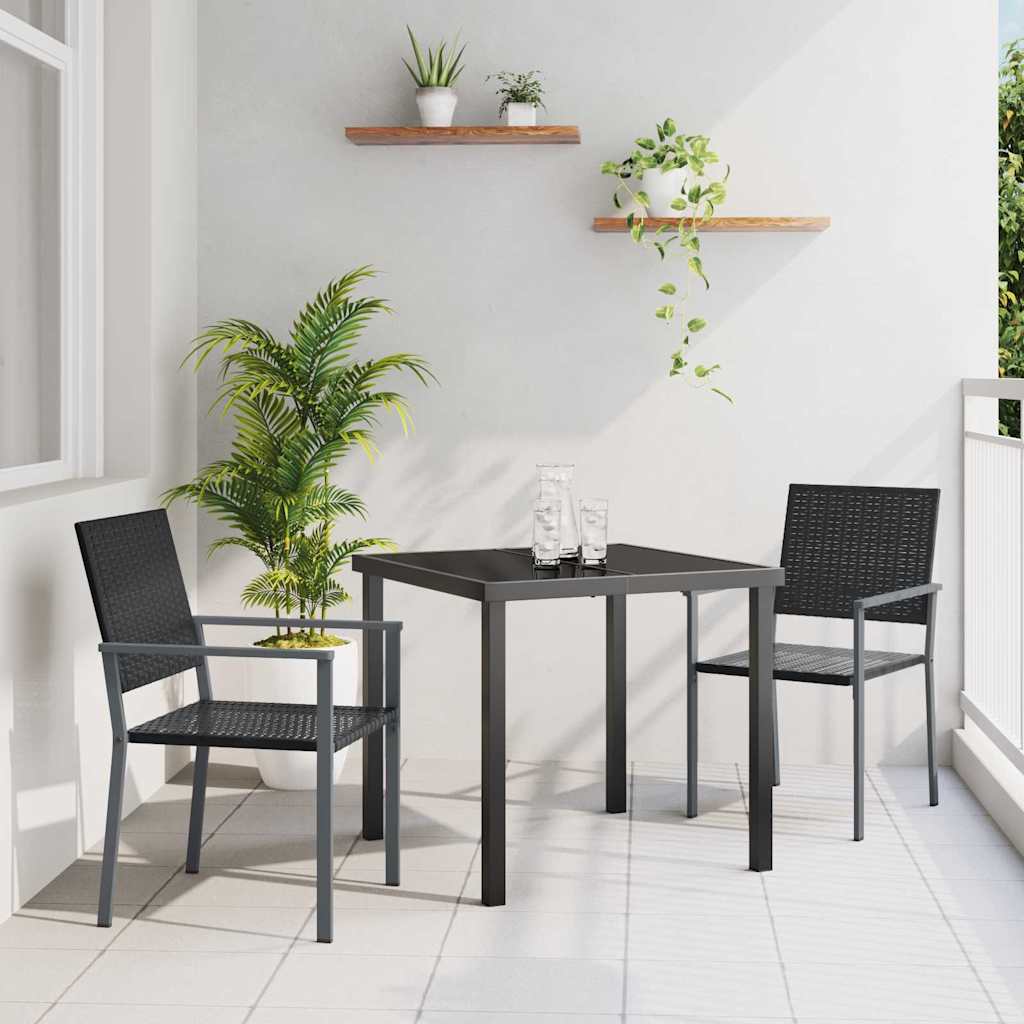 Vidaxl tuin eettafelset 3 st zwart pe rattan