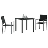 Vidaxl tuin eettafelset 3 st zwart pe rattan