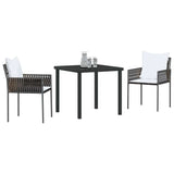 Vidaxl tuin eettafelset 3 st bruin en zwart pe rattan