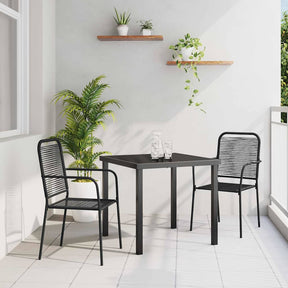 Vidaxl tuin eettafelset 3 st zwart gepoedercoat staal