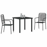 Vidaxl tuin eettafelset 3 st zwart gepoedercoat staal