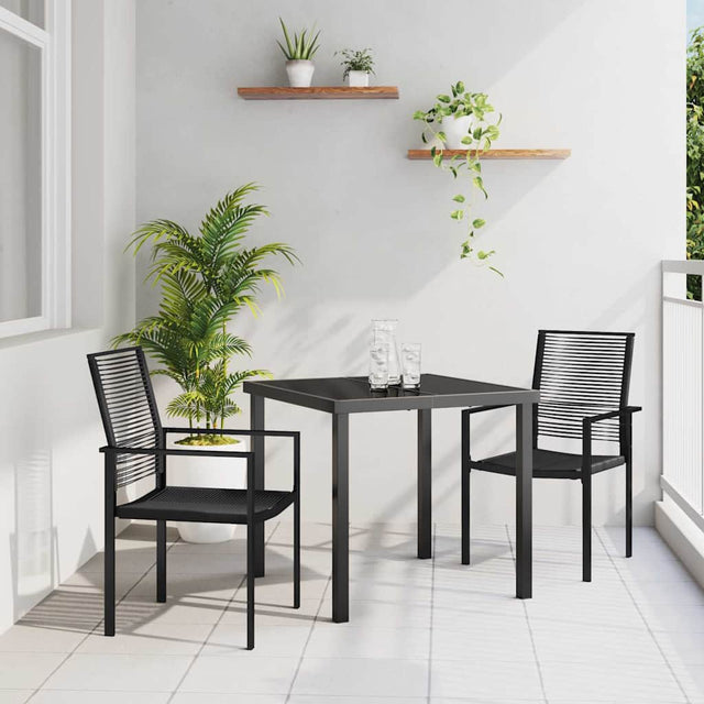 Vidaxl tuin eettafelset 3 st zwart gepoedercoat staal