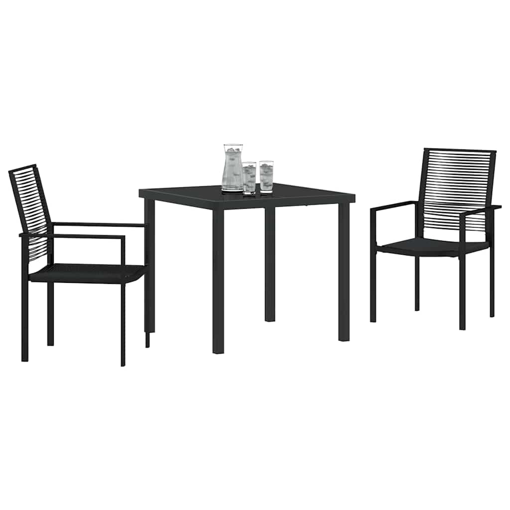 Vidaxl tuin eettafelset 3 st zwart gepoedercoat staal