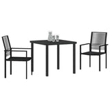 Vidaxl tuin eettafelset 3 st zwart gepoedercoat staal