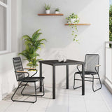 Vidaxl tuin eettafelset 3 st zwart gepoedercoat staal